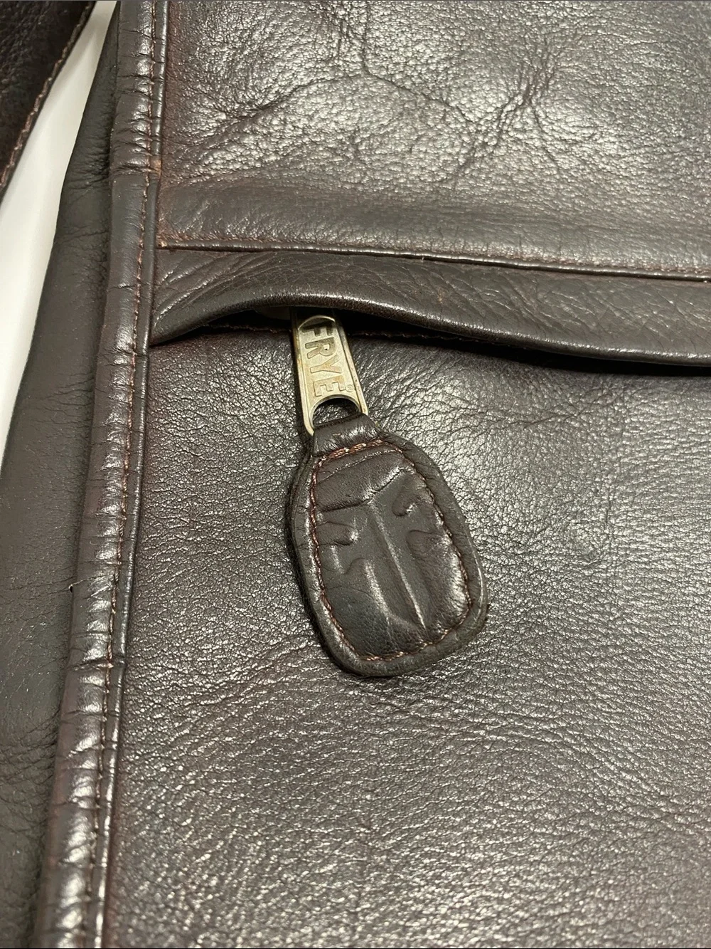 Frye Dark Brown Leather Messenger Bag with Adjustable Strap